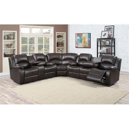 AC PACIFIC AC Pacific SAMARA-3PC-SECTIONAL Samara 3- Sectional with 4 Recliners & Storage Console SAMARA-3PC-SECTIONAL